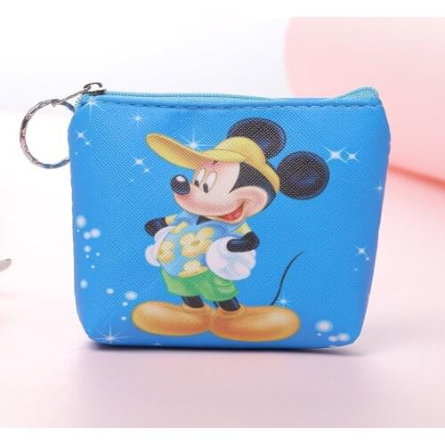 Disney Princess Minnie childrens cartoon coin pu wallet mermaid frozen girl bag Elsa handbag boy Mickey clutch small coin purse