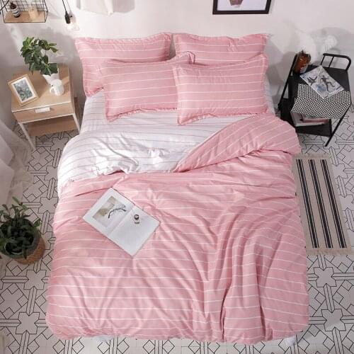 Stripe Printed Home Textile ForTeen Adult Girl Bedding Set Bed Cover Bed Sheet Duvet Cover Pillowcase Bed Linen Bedclothes Queen