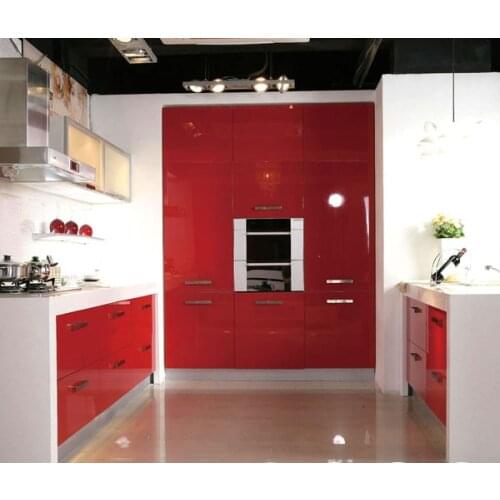 French red lacquer kitchen cabinet