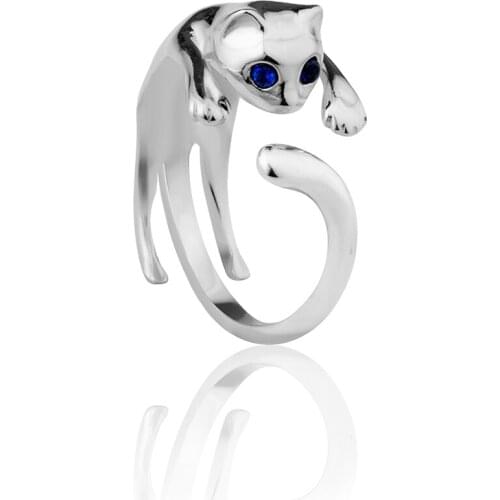 Good Looking Adjustable Rings Cat 925 Sterling Silver Jewelry Ring with Zircon