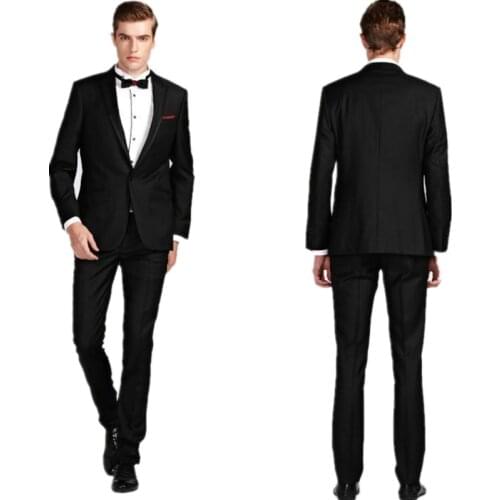 Classic Fit The Groom Wedding Suits Black Groom Tuxedos Wedding Party Groomsman Suit Wedding Party Custom tops and pants