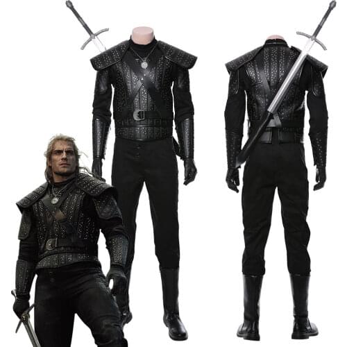 Movie Cavill Geralt Rivia Cosplay Costume Witch Outfit For Adult Men Halloween Carnival Costumes