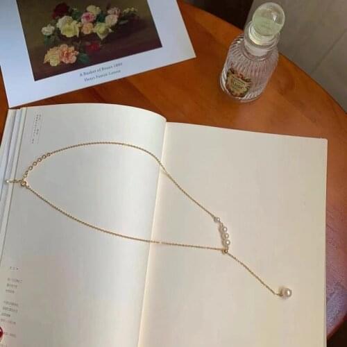 Best seller lady Summer sweet simple lady necklace with high quality natural white pearls handmade adjustalbe length jewelry