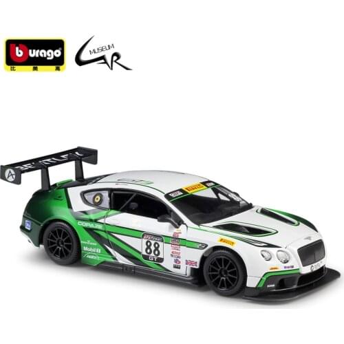 Bburago 1:24 Model Car Simulation Alloy Racing Metal Toy Car Children Toy Gift Collection Bentley Continental GT3