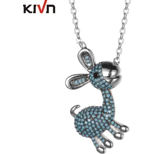KIVN Fashion Jewelry Pave CZ Cubic Zirconia Cute Animal Goat Womens Girls Bridal Wedding Pendant Necklaces Birthday Gifts