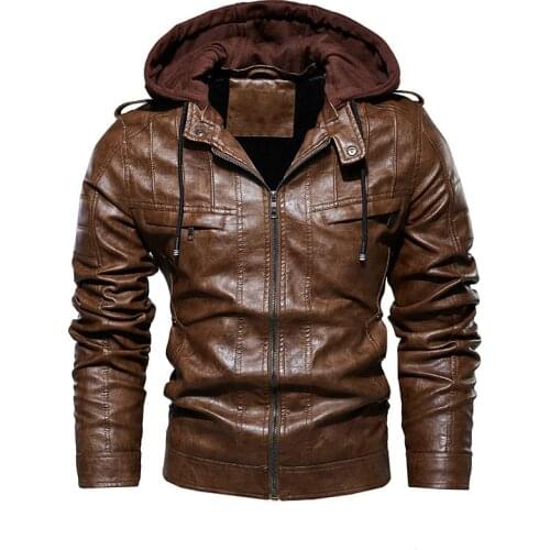 New Mens Leather Jacket Multi-pocket Motorcycle Faux Leather Jackets Men Outwear Pu Leather Coat Men jaqueta couro Dropshipping