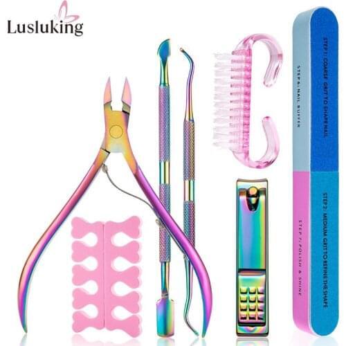Manicure Set Nail Art Exfoliating Tools Scissors Plier Peeling Push Dead Skin Cuticle Pusher Nipper Spoon Remover Clipper Cutter