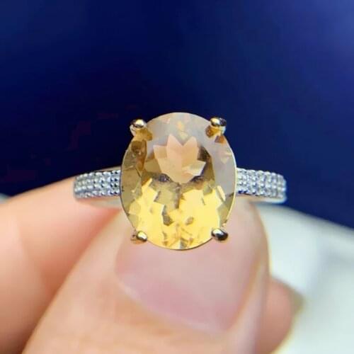 Natural real citrine oval ring Per jewelry 925 sterling silver 10*12mm 4.5ct gemstone Fine jewelry T214147