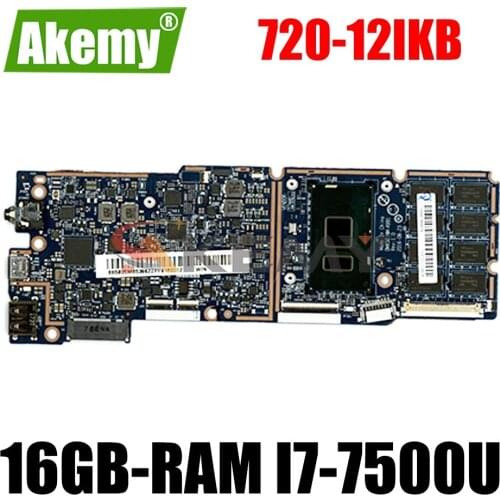 NM-A991 original mainboard for Lenovo MIIX 720-12IKB with 16GB-RAM I7-7500U Laptop motherboard