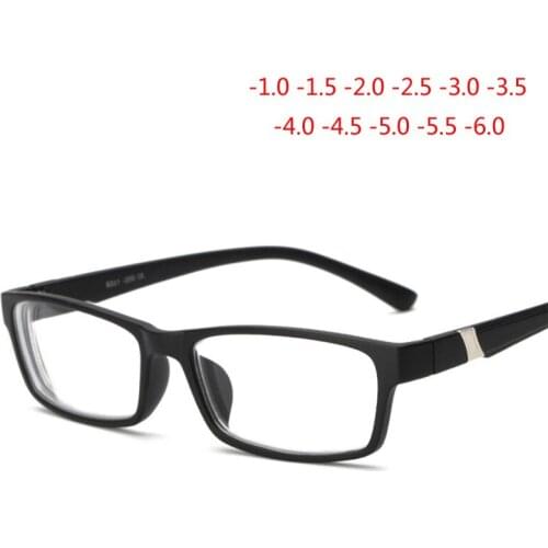 Black Frame Square Finished Myopia Spectacles For Unisex Student Nearsighted Prescription Eyeglasses Diopter -1.0 -1.5 To -6.0