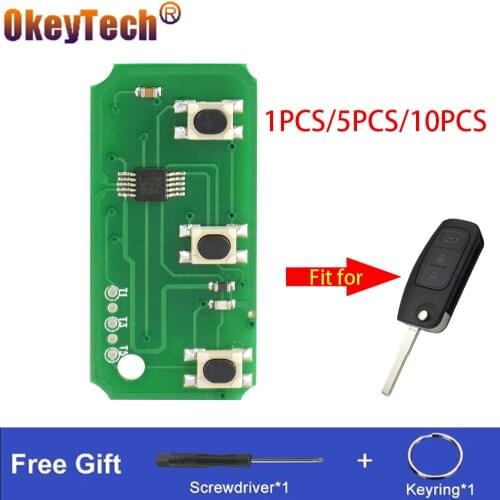 OkeyTech 1/5/10 PCS 315/433MHz Car Key Circuit Board For Ford Mondeo Focus Fiesta C Max S Max Convertible Frequency PCB Board