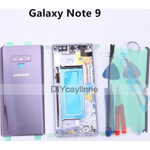 Original Samsung Galaxy NOTE 9 N960 N960F Full Housing Case Back Cover Front Screen Glass Lens+Middle Frame Complete Parts