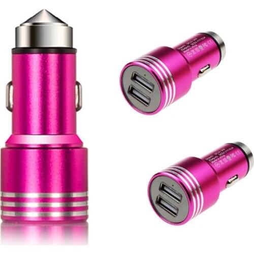 Shenzhen Factory Supply Aluminum 12V Car Battery Charger Emergency Hammer Double USB Car Charger For