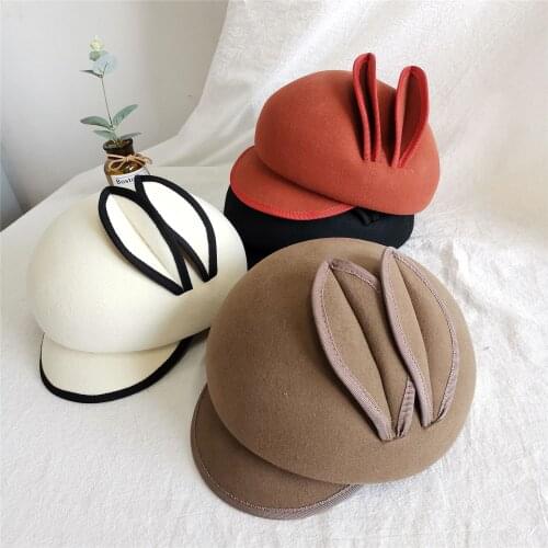 Wool fedora hat rabbit ears dome woolen top hat travel outdoor fashion modeling stage party with felt hat jazz панама