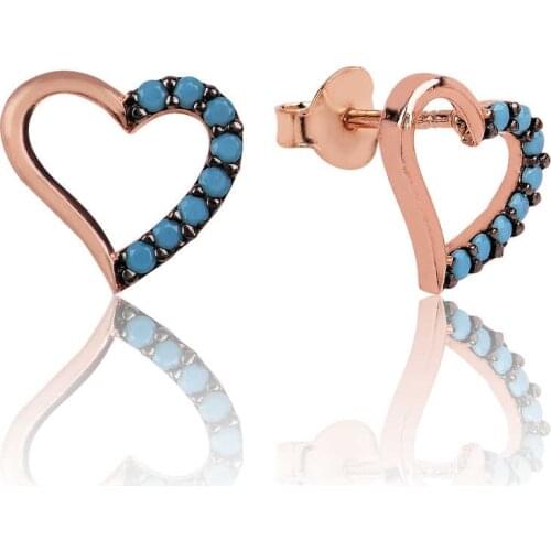 Silverlina Sterling Silver Heart Studded Earrings