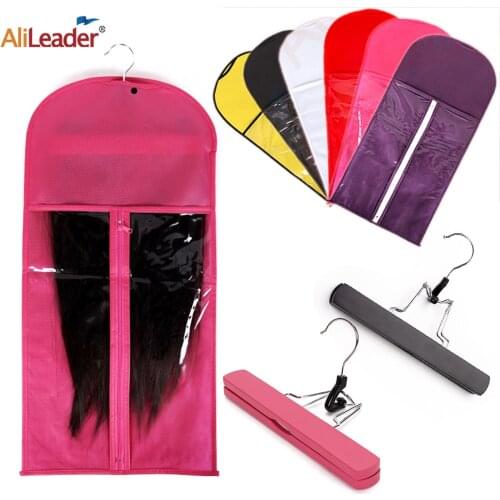 Alileader Pink Black Hair Bag With Wig Storage Holder For Hairpieces Non-woven Transparent Wig Accessories Wigs Storage Bag