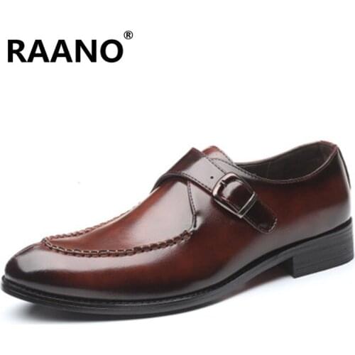 Big Size 38-48 New Men Pointed Toe Dress Shoes Luxury Fashion Groom Wedding Shoes Men italian style Metal buckle Oxford Shoes