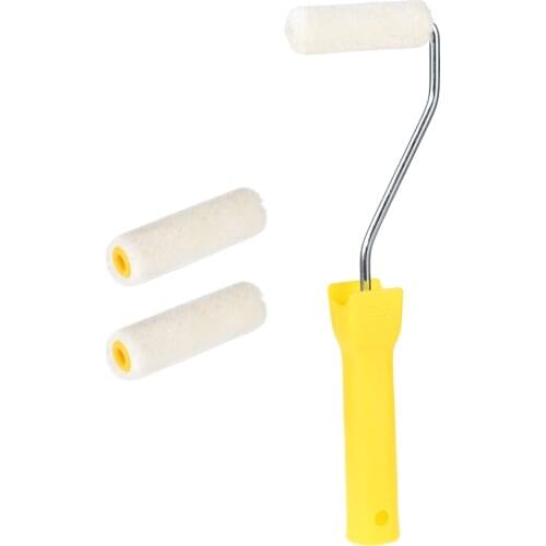Uxcell 3Pcs Wool Paint Roller Brush 3" for Wall Painting Treatment with 1xPlastic Handle to paint trim door edging plaste