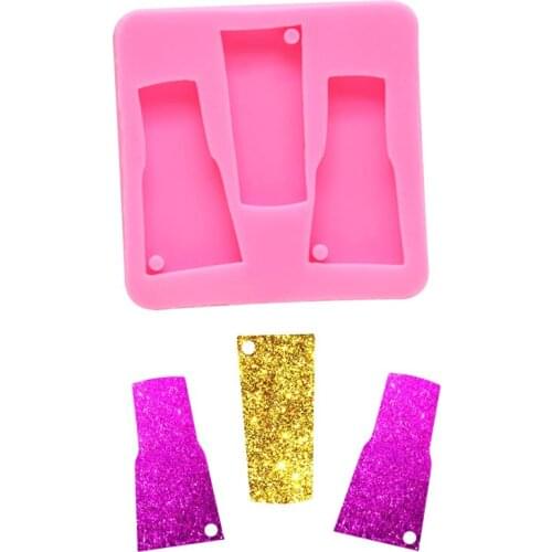 Bright Bottle Keychain Shapes Silicone Molds Silicone Tumbler Mold Keychains Mould For Key Chain Pendant Clay Diy Resin Mold