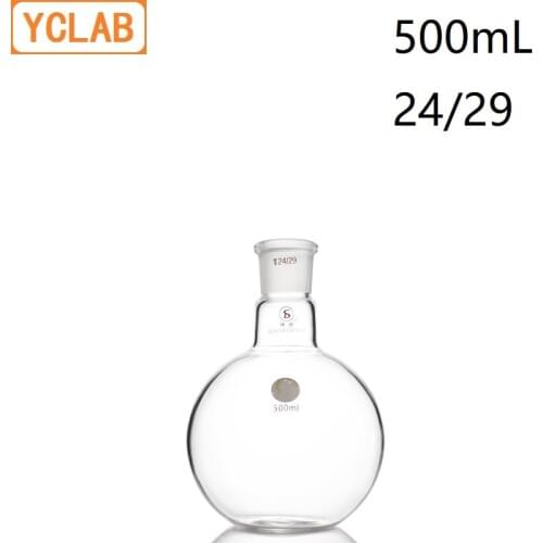 YCLAB 500mL 24/29 Boiling Flask Flat Bottom Borosilicate 3.3 Glass Standard Ground Mouth Distilling Distillation