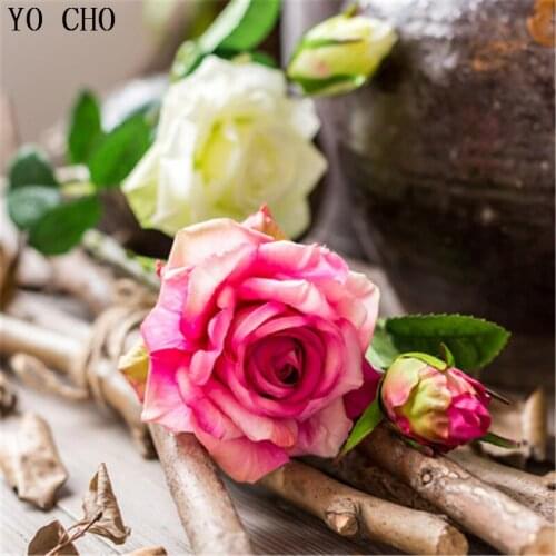 YO CHO 2 Piece Flower Real Touch Flower Rose Bridesmaid Flower valentines day gift Home Accessories Decoration Artificial Flower