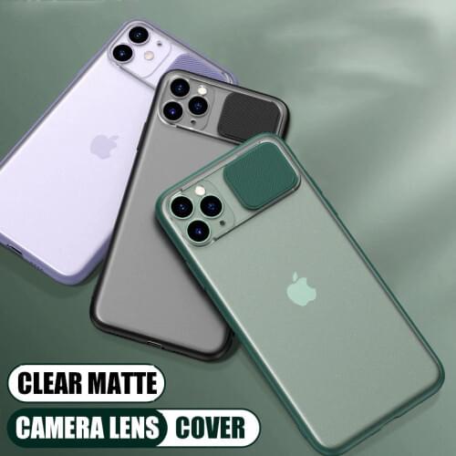 Slide Camera Protection Cases for IPhone 11 12 Pro Max Mini XR XS X 7 8 Plus Case Clear TPU Shockproof Phone Back Coque Cover