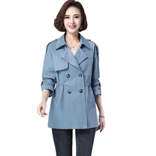 Middle-aged Women Windbreaker Spring Autumn New Double-breasted Casual Long Trench Coat Fashion Plus Size Womens Overcoat 3XL