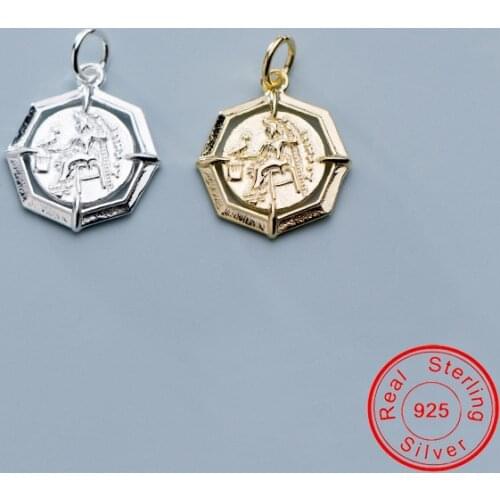 UQBing Pure Silver Color Women Geometric 14.5mm Big Coin Pendant Charms DIY Jewelry Wholesale