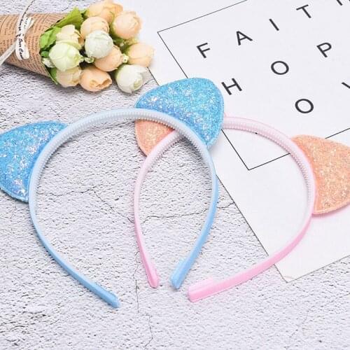 1Pcs Cute Shiny Sequins Cat Ears Headband Manual Cat Ears Hairband Kid Hair Accessories For Girl Women Cartoon Headband Fashion