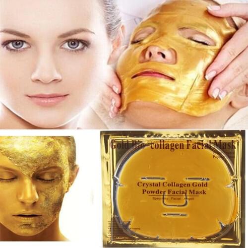 20Pcs/Lot Facial Mask Gold Bio-Collagen Facial Mask Crystal Gold Powder Collagen Moisturizing Anti-aging Oil-control Face Mask