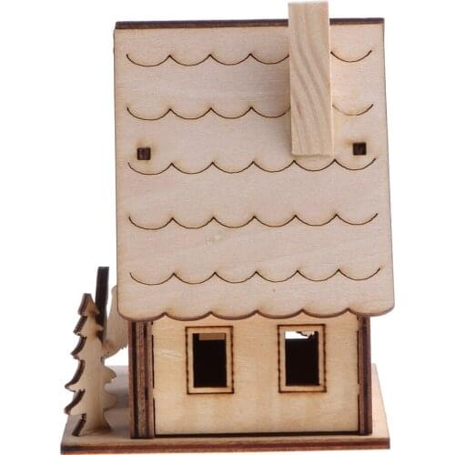 3D Wooden Puzzle Assembly Model House Villa Christmas Dollhouse Construction Kit