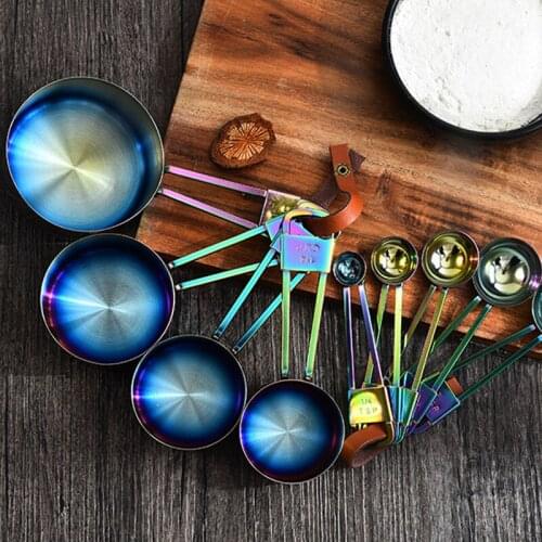 430 Stainless Steel Measuring Cups Spoons Durable Kitchen Cooking Baking Measuring Tools Measuring Scoop Accessories Baking Kit