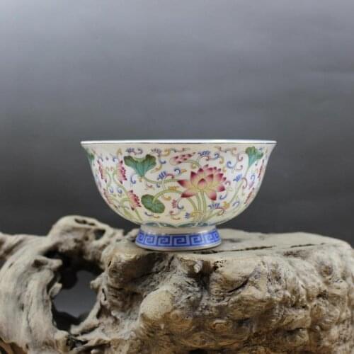 Antique QingDynasty porcelain bowl,Pastel flower bowl #2,Hand-painted crafts,Decoration,Collection&Adornment,Free shipping