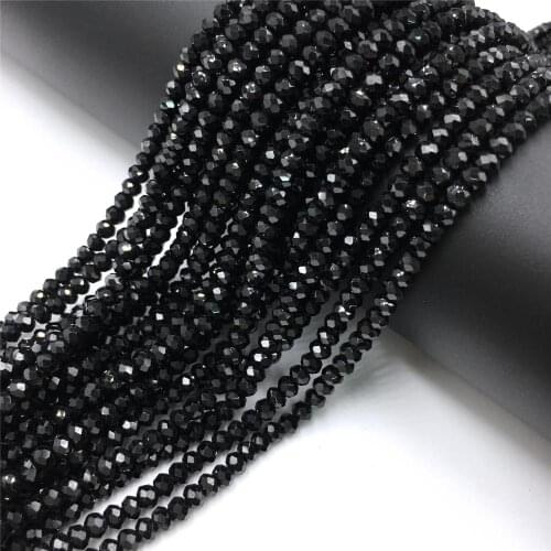 Free Shopping 2 3 4mm Round Faceted Beads Natural Black Spinels Tiny Bead For Jewelry Making Necklace Bracelet Drop Earring DIY