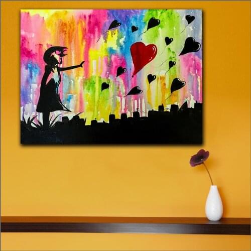 Large Size Printing Abstract Girl With Balloons Oil Painting Art Home Decor Living Room Modern Canvas Print Paintings No Framed