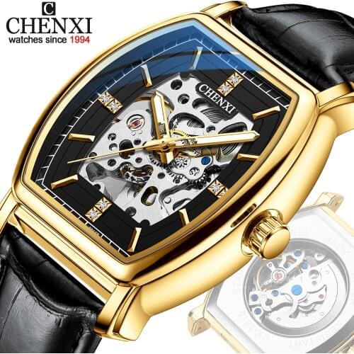 CHENXI Gold Mechanical Automatic Watches For Men Skeleton Waterproof Clock Luxury Brand Business Wristwatch Relogio Masculino