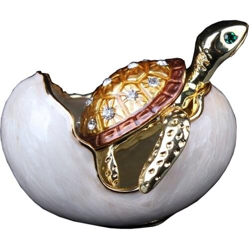 Turtle in Egg Trinket Jewelry Box Nautical Decoration Sea Life Ornament Novelty Gifts