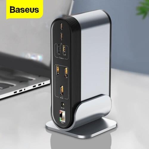 Baseus USB C HUB Type C to HDMI-compatib RJ45 VGA SD/TF Reader USB 3.0 PD Power Adapter 17 in 1 Docking Station For Macbook pro