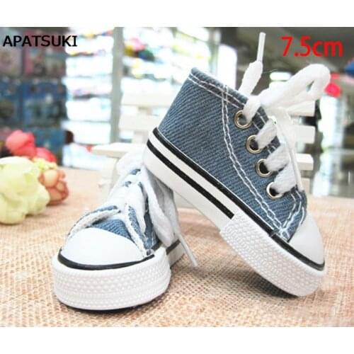 1Pair 7.5cm Jeans Canvas Shoes For 1/4 BJD Doll Shoes For 16 Inch Sharon doll Boots Casual Shoes For American Girl Doll