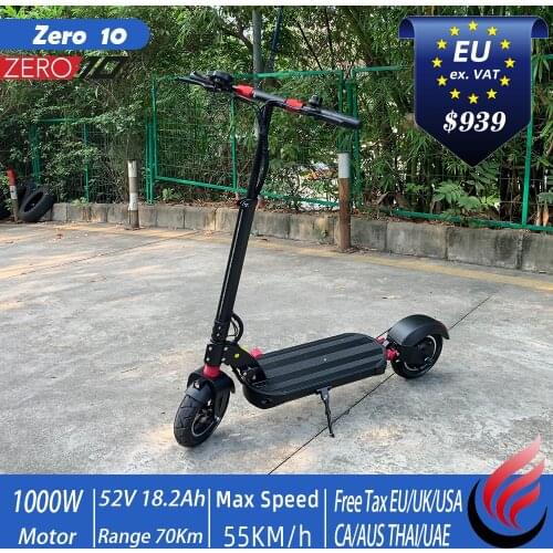 Zero 10 Electric Scooter 1000W Single Motor 10" Tire 52V 18.2Ah Battery City Commute Kickscooter Original T10 Free Shipping