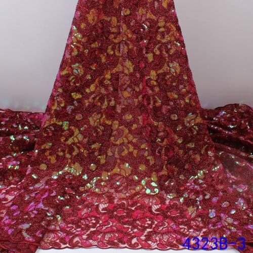 XIYA French Lace Fabric 2021High Quality African Tulle Lace Fabrics 2021Lace Fabric Wedding 5yards African Fabric 4105B-1