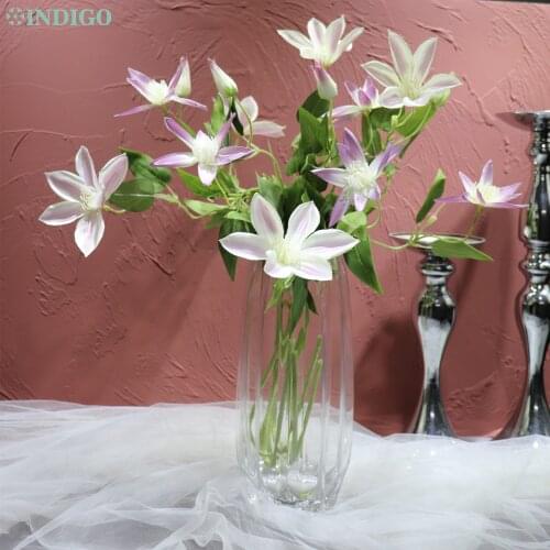 INDIGO- 5pcs/Lot Violet Clematis Christmas Party Flower Home Decoration Wedding Artificial Flower Floral Event Home Product