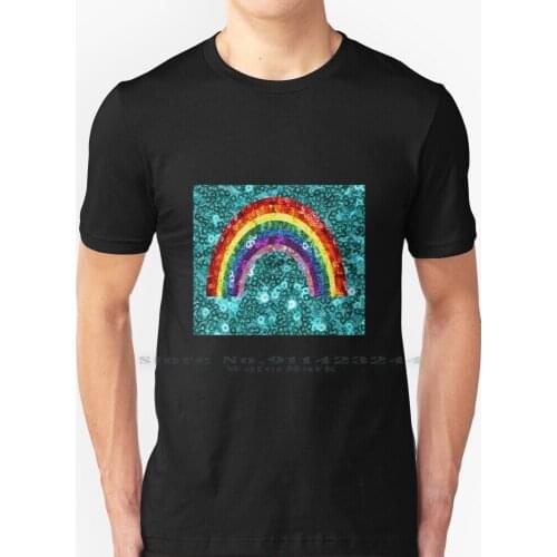 Rainbow Sequin Look Colorful T Shirt 100% Pure Cotton Rainbow Sequin Look Colorful Lgbt Lgbtq Rainbow Colors Aqua Teal Colors
