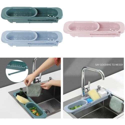 Kitchen Telescopic Sink Rack Shelf Sponge Drain Expandable Storage Basket Triangle Drain Rack Kitchen Sink Shelf Basket