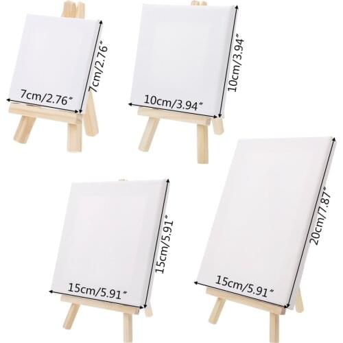 Mini Canvas And Natural Wood Easel Set For Art Painting Drawing Craft Wedding Supply