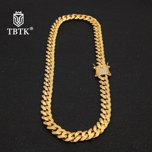 TBTK Fashion 13mm Width Geometric Cuban Link Gold Chain Male Box-clasp Metal Punk Jewelry Trendy Gold-color Unisex Necklace