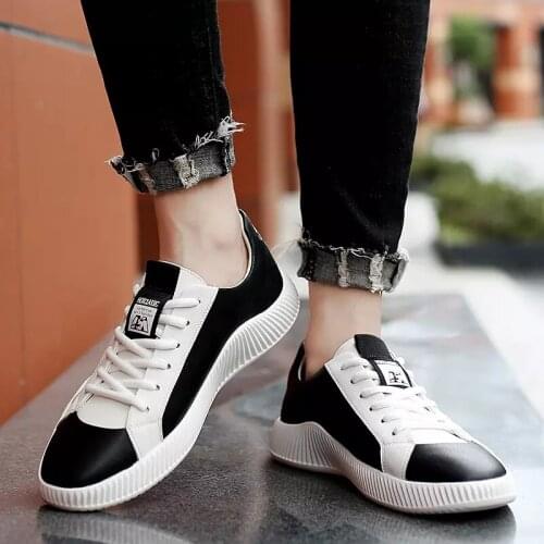 Mens Spring Autumn Casual Shoes Thick Sole Leather Lace Up Soft Sole Casual Shoes Comfortable Shock Absorption Small White Shoe