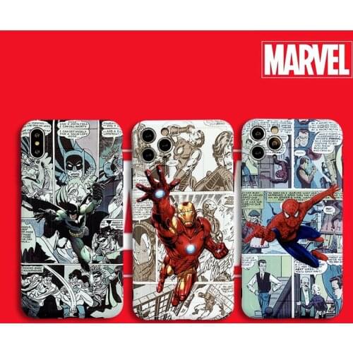 Marvel Cartoon Iron Man Spiderman Soft Phone Case for iPhone 12 11 Promax XR XS Max 7 8 Plus X Full Body Phone Back Cover