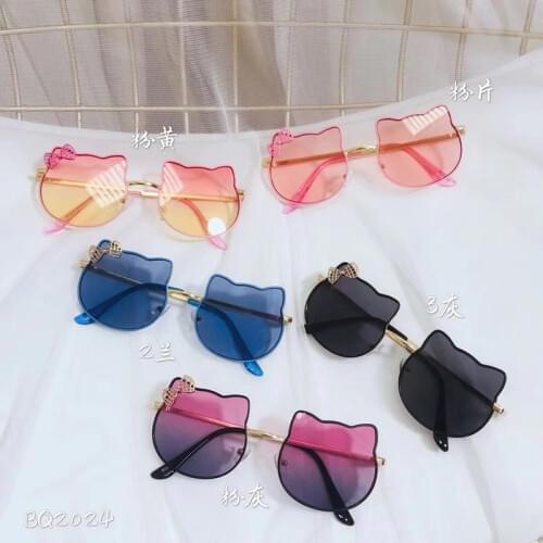 New bear ear childrens sunglasses bq2024 metal street shot fashion sunglasses 5-16 years old bow glasses