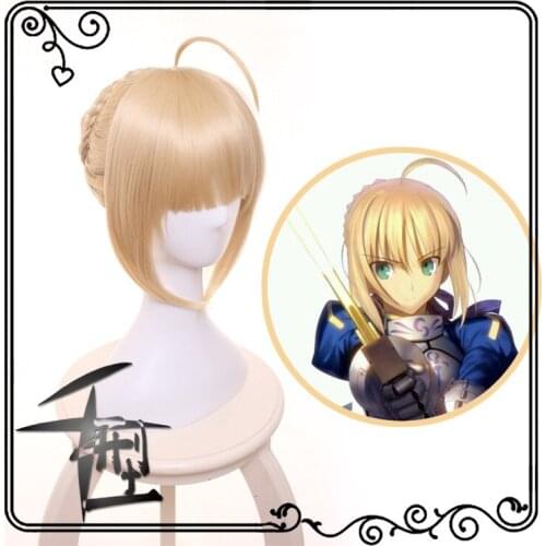 Fate stay night Arturia Pendragon Saber wigs Cosplay Costume Fate Grand Order Women Synthetic Hair Halloween Party Role Play wig